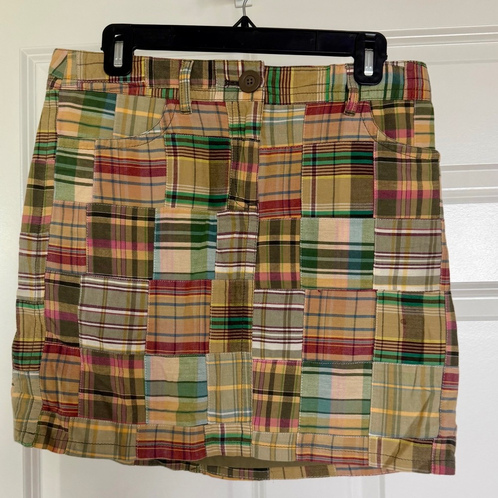 Ann Taylor LOFT Skirt Women 4 Multi Plaid Patchwork Madras Cotton Mini 8214-D